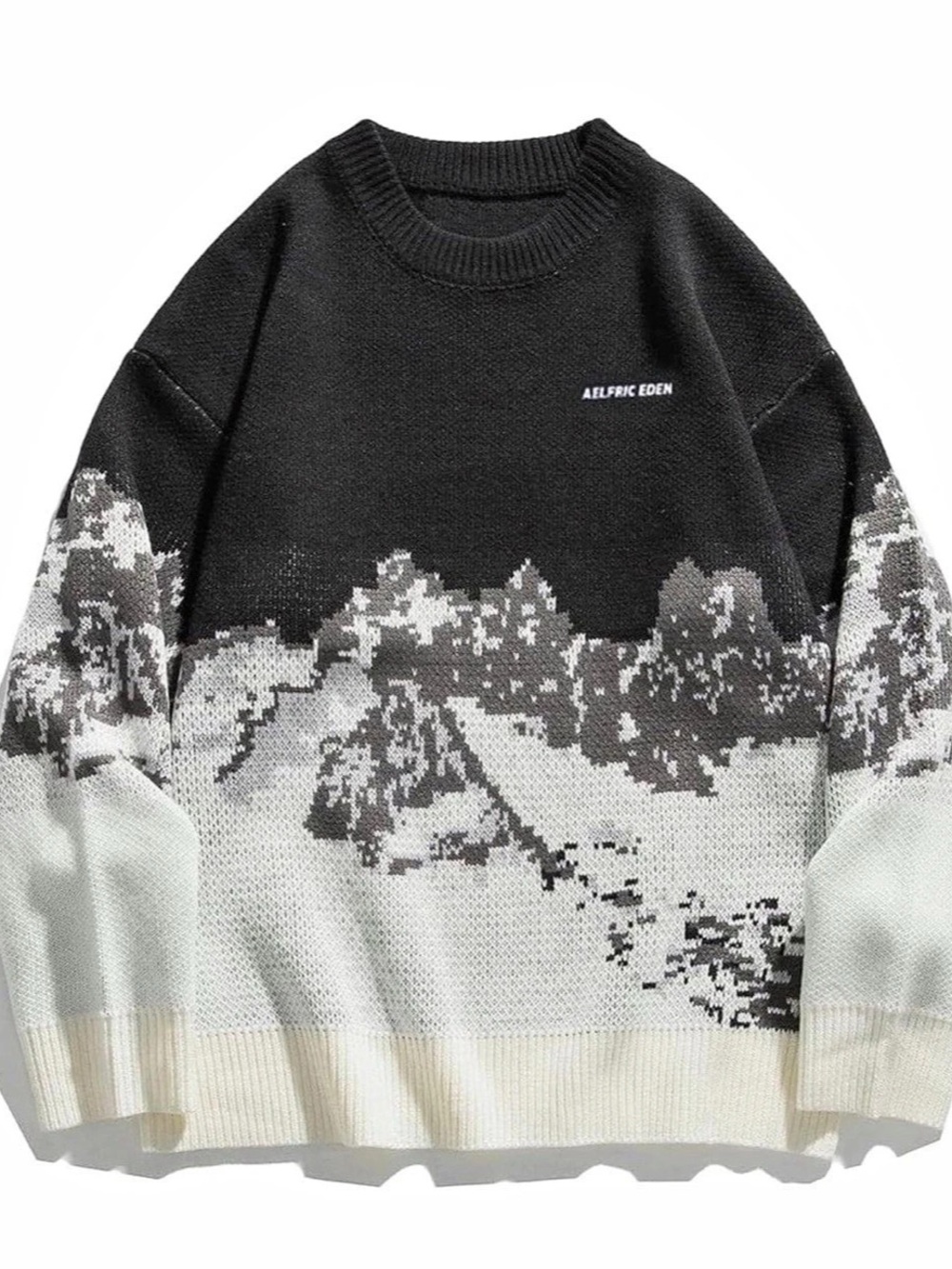 Alfric Eden Snow Mountain Crewneck Sweater Size Small